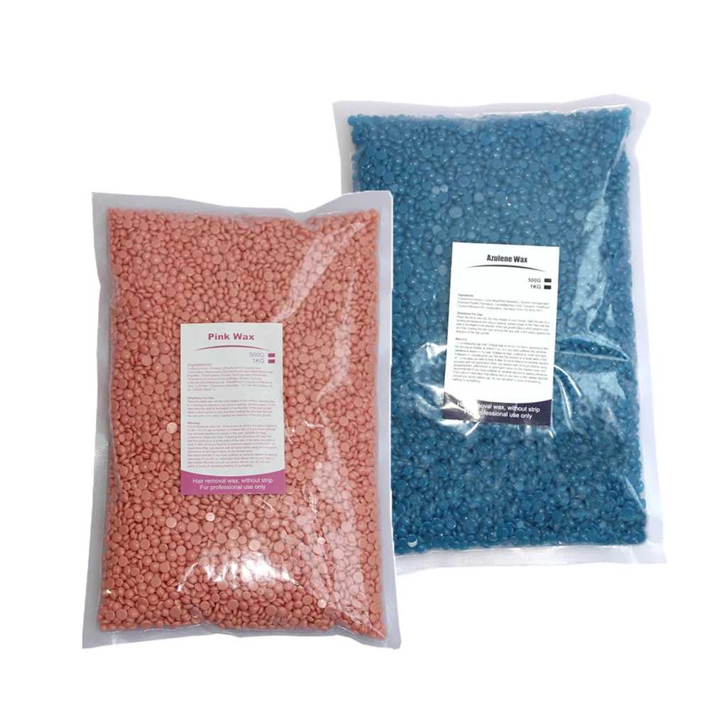 2Bags Home Hard Wax Bead Beans for Face Bikini Underarm Back Chest Leg 500g/bag Depilatory Hard Wax Bikini Hair Removal Bean