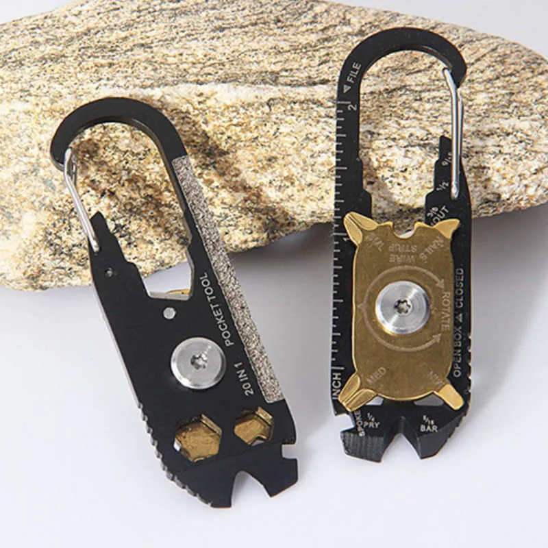 

New Pocket Multi Tool Gadget 20 in 1 Portable Mini Keychain Key Ring for Outdoor Camping LMH66