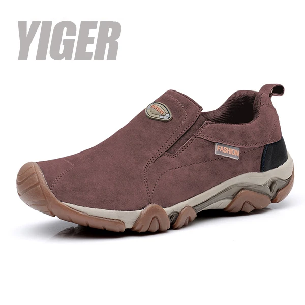 YIGER, новинка, мужская повседневная обувь для пеших прогулок, износостойкая Мужская Уличная обувь, спортивная обувь, мужская обувь, кроссовки 0386 - Цвет: Brown hiking shoes
