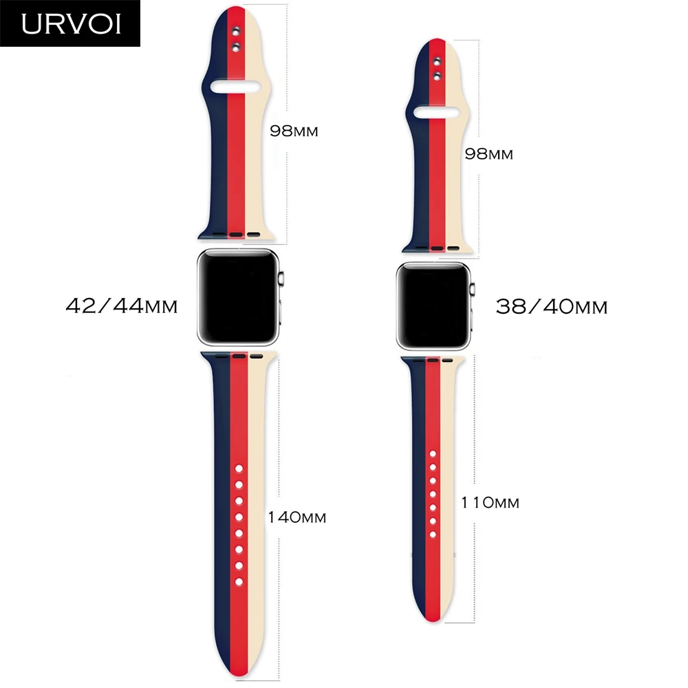 Спортивный ремешок URVOI для apple watch серии 5 4 3 2 1 силиконовый ремешок для iwatch 44 мм 42 мм мягкий смешанный ремешок аксессуары для apple watch