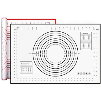

HOT Non-Stick Baking Mat for Rolling Dough Anti-Skid Fondant Cushion with Measuring Function 2 Packs