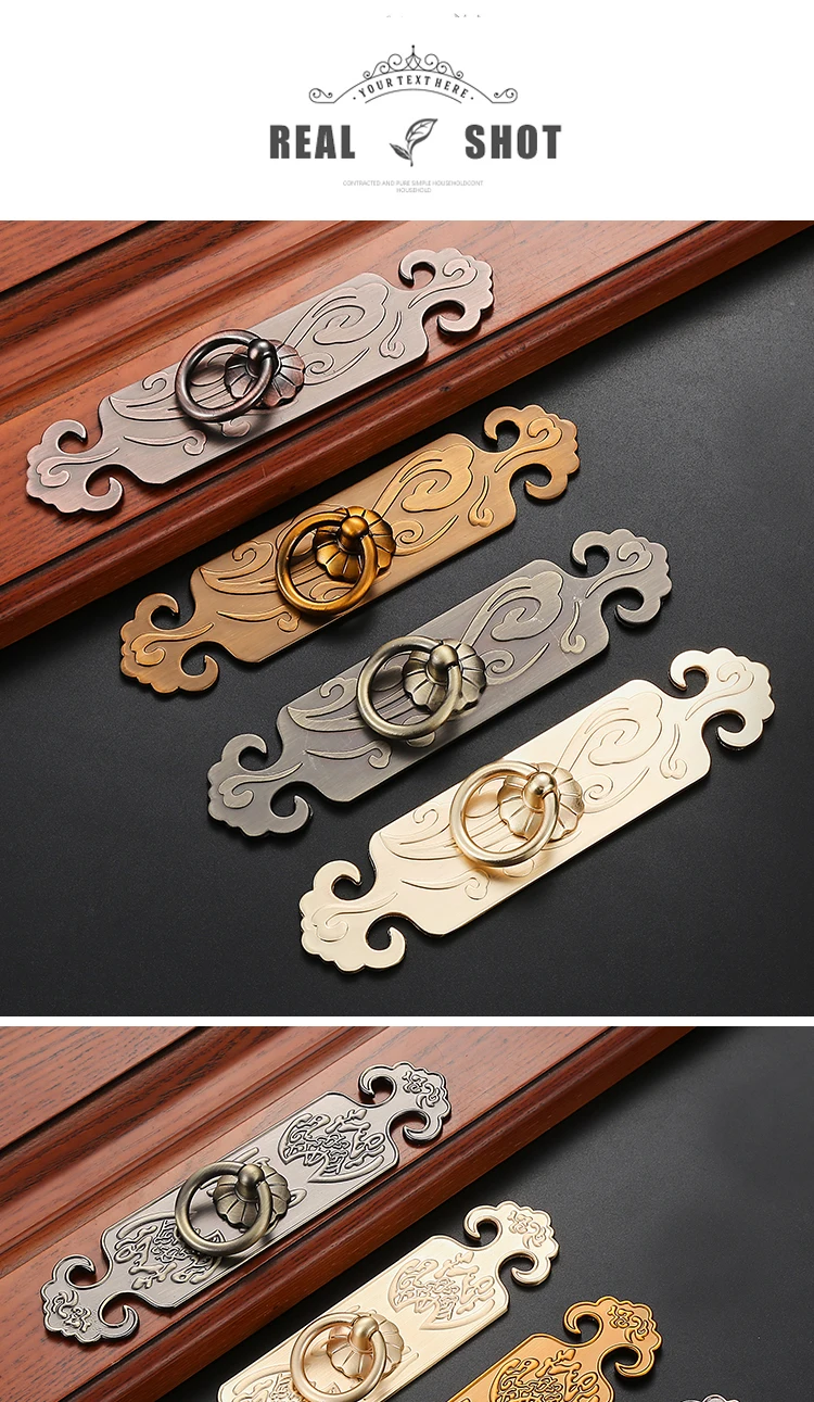 punhos de armário de bronze antigo do vintage estilo chinês puxadores de gaveta porta do de móveis ferragens