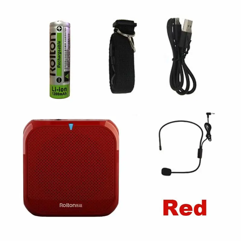 Портативный голосовой усилитель Rolton K400, Мегафон, усилитель с проводным микрофоном, громкий динамик, динамик, fm-радио, MP3, для обучения учителя - Цвет: Red