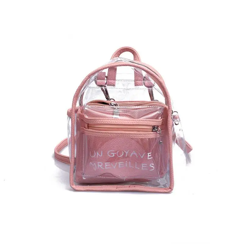 Women Transparent Jelly Small Backpacks Girls Mini Clear Backpack Fashion Letter Back Pack Teenage Girls Fashion Bookbag