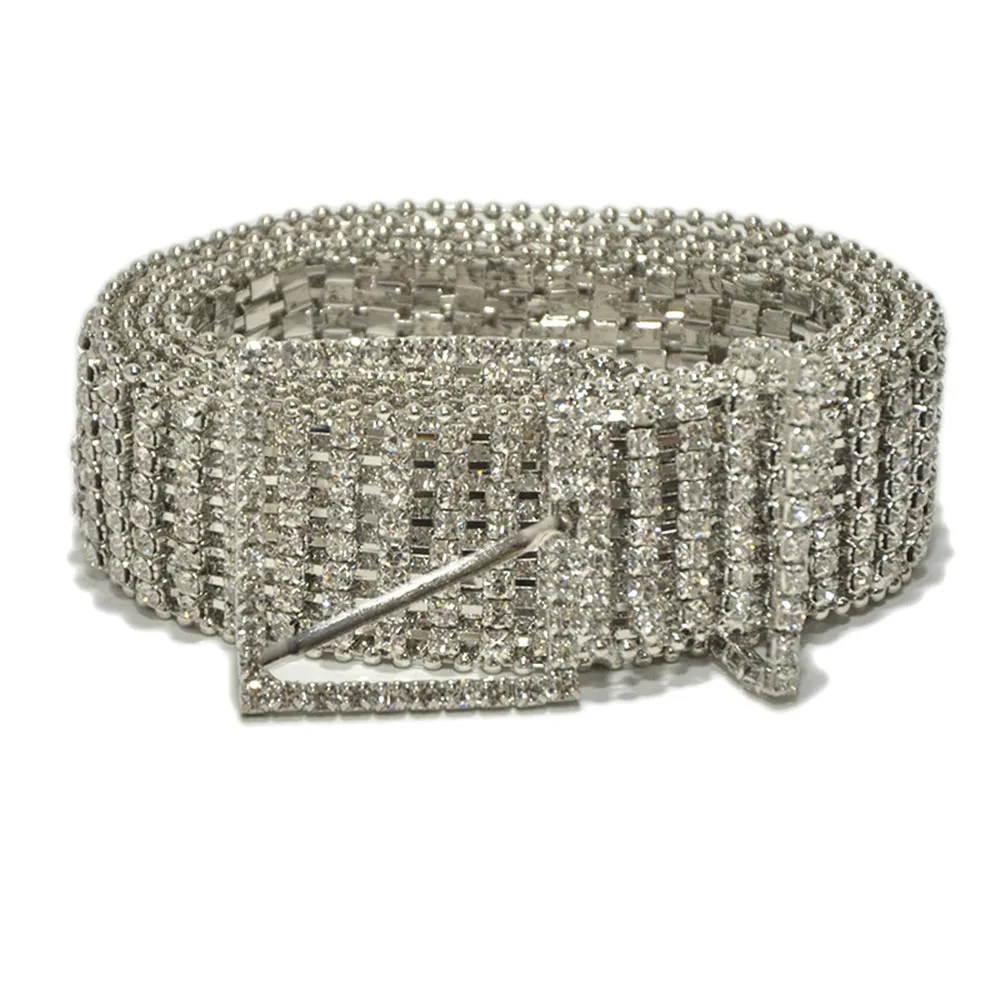 [AETRENDS] Роскошные Стразы пояс широкий Bling искусственные С кристалалми и стразами на талии ремень цепочка для Для женщин D-0128 - Цвет: Gold