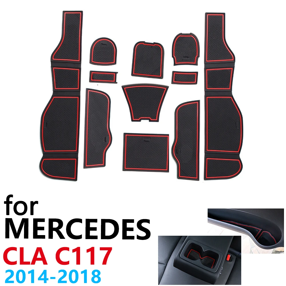 Anti-Slip Rubber Cup Cushion Door Groove Mat for Mercedes Benz CLA C117 W117 AMG 45 2014~2018 2016 Accessories mat phone | Автомобили и