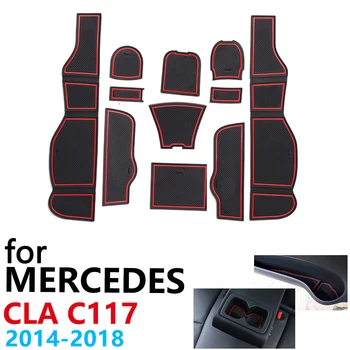 

Anti-Slip Rubber Cup Cushion Door Groove Mat for Mercedes Benz CLA C117 W117 AMG 45 2014~2018 2016 Accessories mat for phone