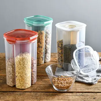 

1.8L-3L PP Food Storage Box Plastic Clear Container Set With Pour Lids Kitchen Storage Bottles Jars Dried Grains Tank