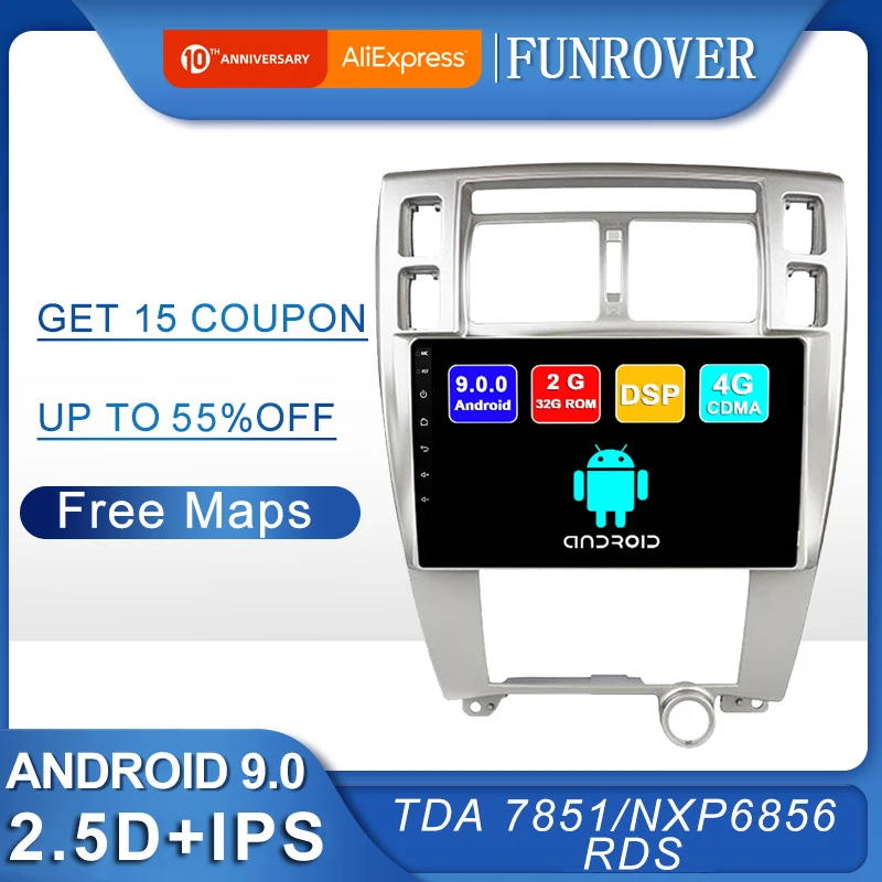 

FUNROVER 2.5D IPS 2G+32G Android 9.0 Car Radio Multimedia autoradio Player Navigation GPS For Hyundai Tucson 2006-2014 2 din dvd