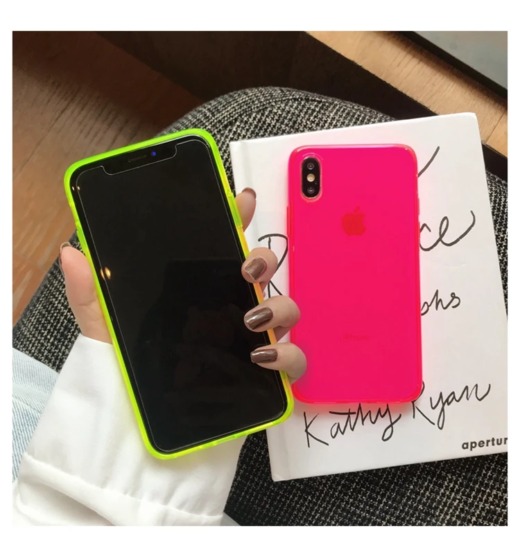 Модный флуоресцентный однотонный чехол для телефона iPhone 12 mini 11 Pro Max XR X XS 7 8 plus