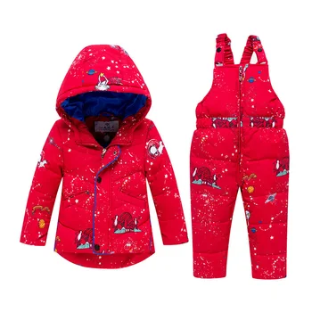 

Winter Warm Children's Clothing Set Baby Girl Duck Down Snowsuit Kids Ski Suit Set Winter Toddler Boy's Down Jacket + pants 2pcs