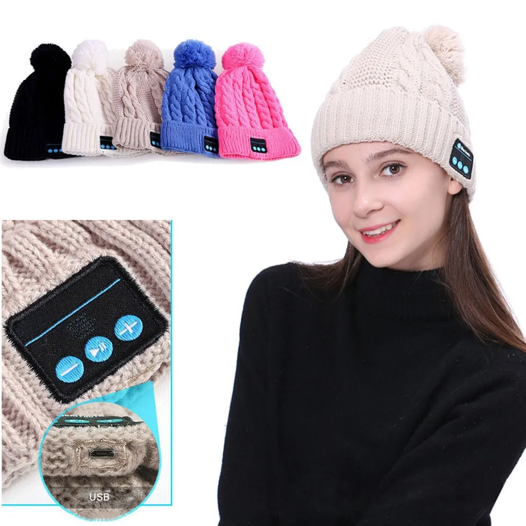 Bluetooth музыкальная шапка женский динамик наушник умная шапка для наушников с микрофоном Bluetooth шапка зимняя уличная шапка бини для осени зимы