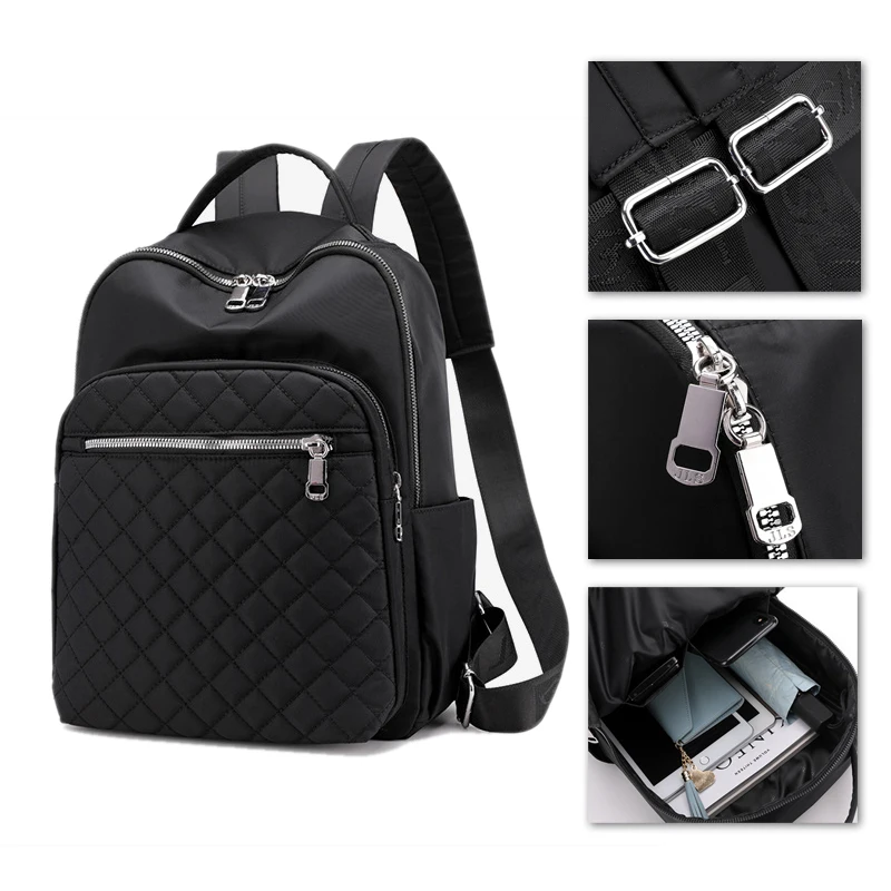 Fashion Large Capacity Solid Women's Waterproof Backpacks Ladies Casual Backpack Simple Nylon Cloth Handbag Mochilas Feminina