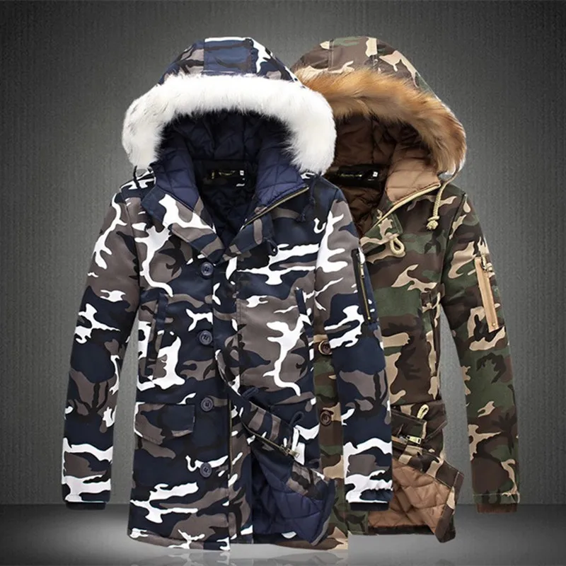 Online Winter Jacke Männer 2020 Heißer Verkauf Camouflage Armee Dicken Warmen Mantel herren Parka Mantel Männlichen Mode Mit Kapuze Parkas Männer m 4XL Plus Größe