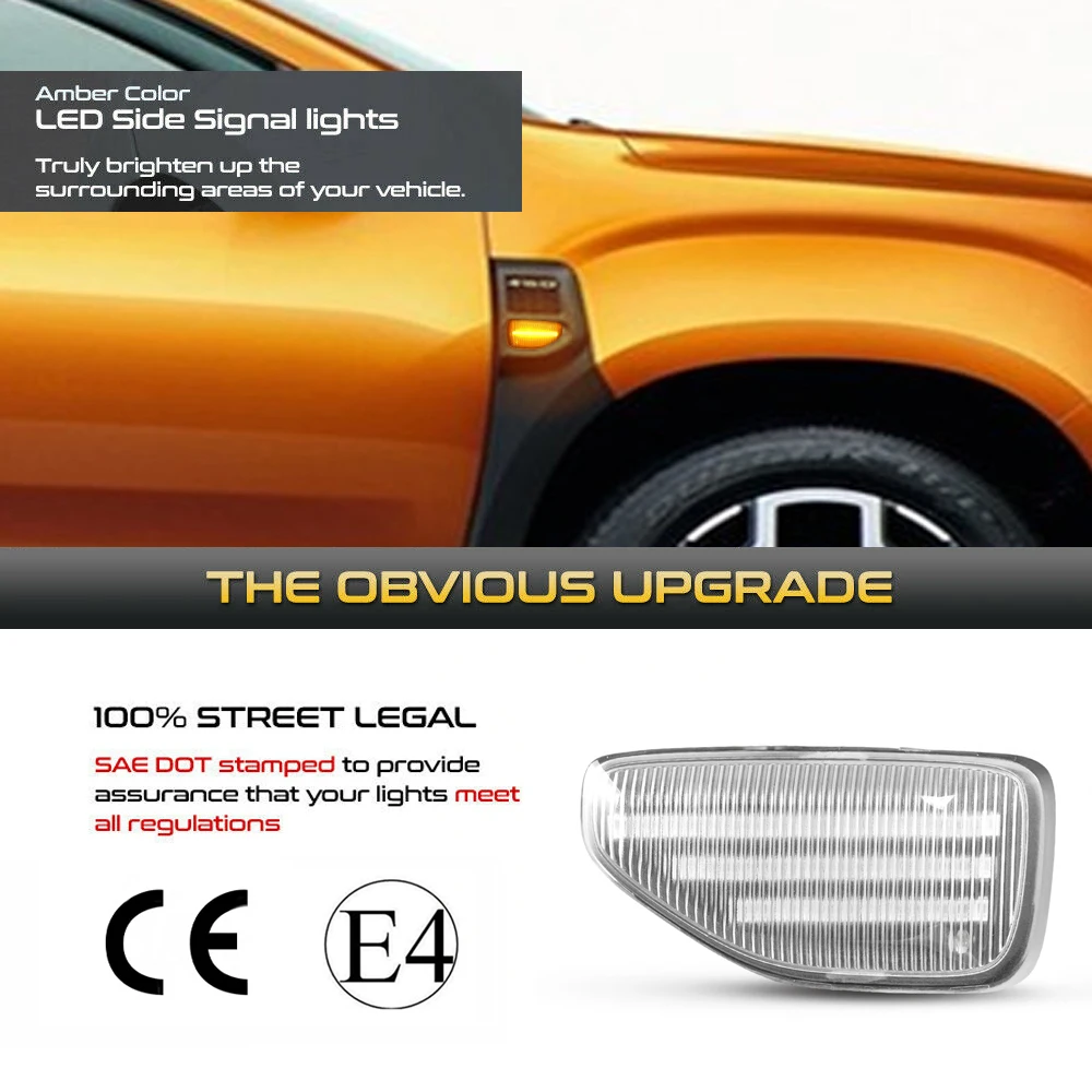 Led Dynamic Amber Side Marker Lamp Turn Signal Indicator Repeater Light For Dacia Logan 2 Sandero Stepway 2 Duster Need To Glue Aliexpress