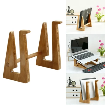 

Accessories Notebook Desk Stand Non Slip Carbonized Bamboo Heat Dissipation Adjustable Laptop Rack Detachable Holder Home Office