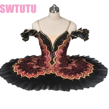 Балетная пачка для взрослых с красным лебедем и озером, черная профессиональная балетная пачка s, черный костюм лебедя, красная балетная пачка BT8941