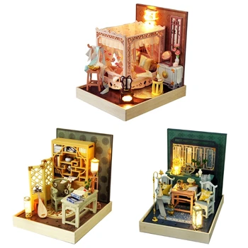 

Dollhouse Miniature with Furniture, DIY Wooden Dollhouse Kit Plus Dust Proof , 1:24 Tiny House Building Kit，(Chinese Ancient）