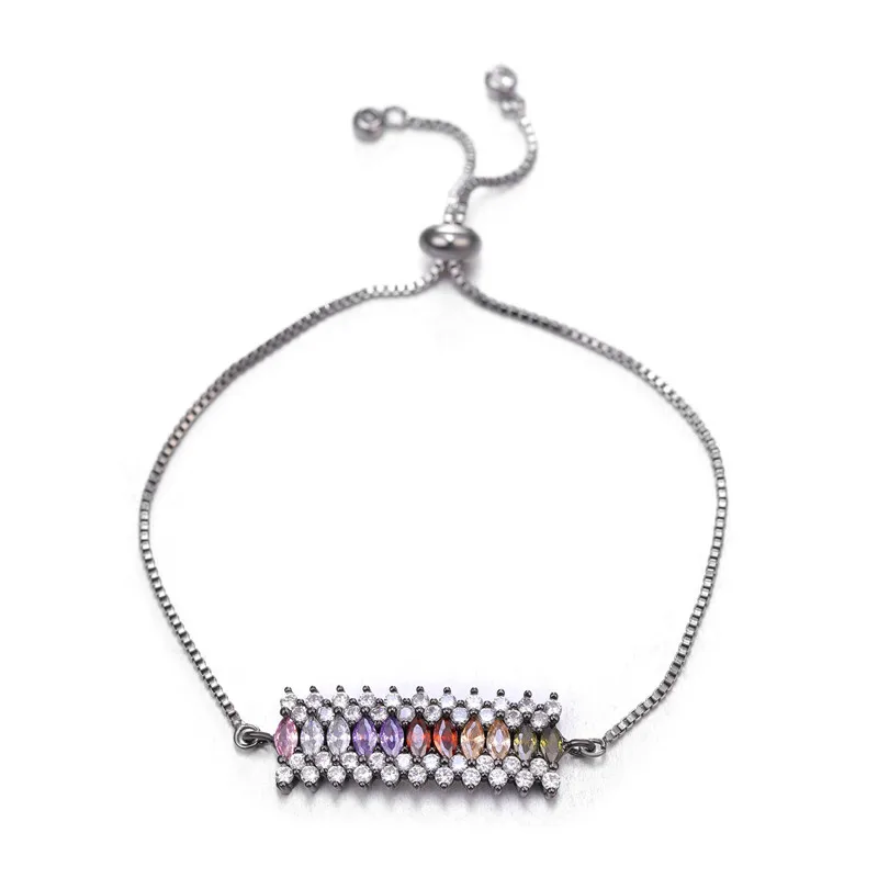 black Трендовый Теннисный браслет из Кубического циркония золотого и серебряного цвета, ювелирные изделия с фианитами и радужными кристаллами, женские свадебные браслеты для невесты - Окраска металла: black