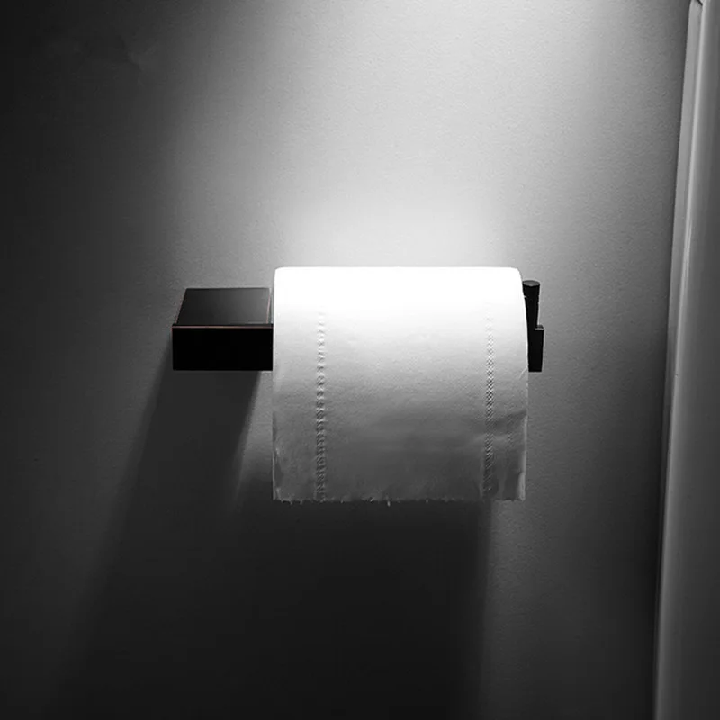 paper holder Набор оборудования для ванной комнаты бумажный Держатель салфеток держатель угловая полка полотенце бар держатель туалетной щетки черный латунный набор аксессуаров для ванной комнаты - Цвет: paper holder