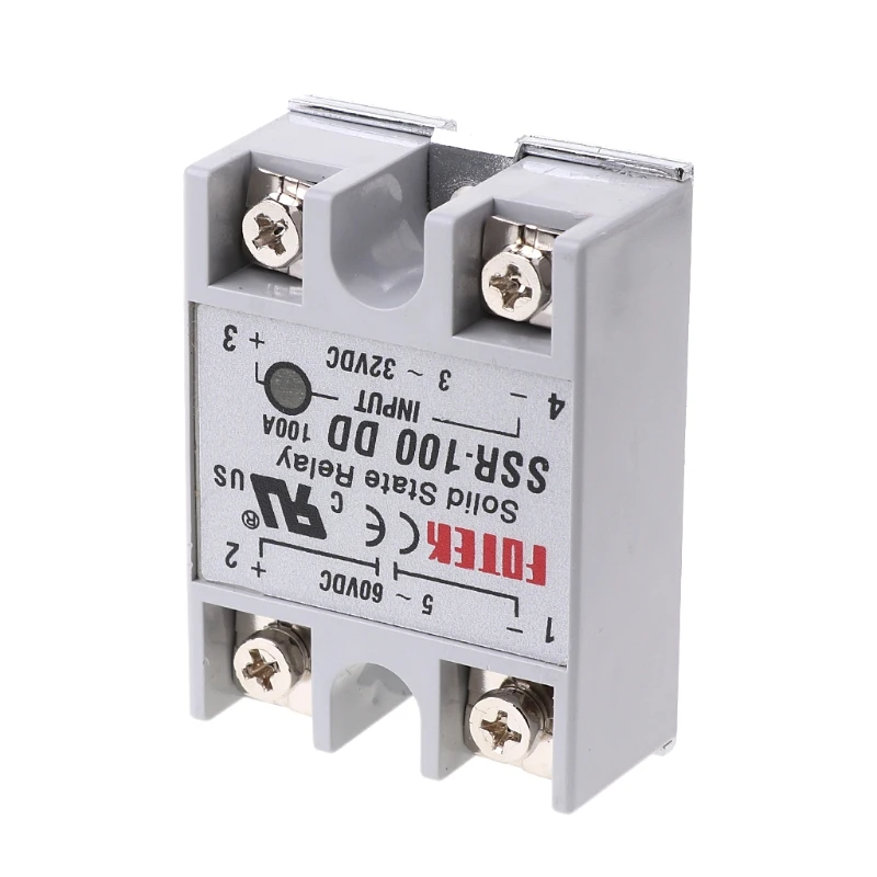 

SSR-100 DD Solid State Relay Module 100A 3-32V DC Input 5-60V DC Output Relay 35ED
