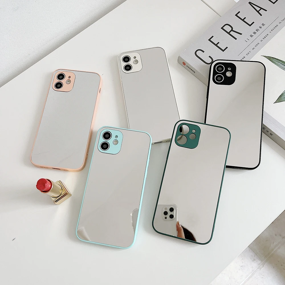 Роскошный чехол с зеркалом для макияжа Iphone 11 12 Mini Pro MAX X XR XS 7 8 Plus SE 2020 Мягкий бампер