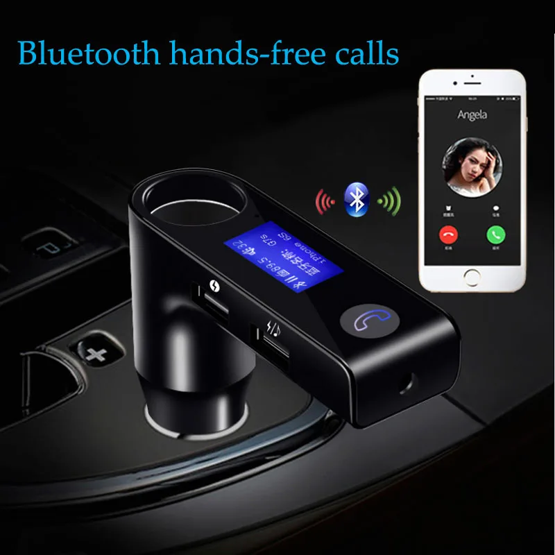 Bluetooth автомобильный hands-free fm-передатчик A2DP Автомобильный MP3-плеер прикуриватель порт Поддержка U диск(черный