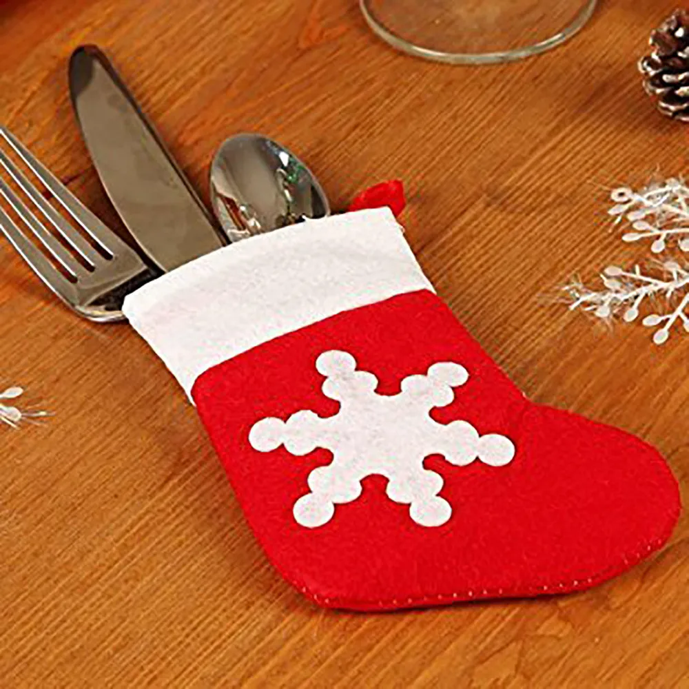 12pcs Christmas Xmas Decor Kitchen Tableware Holder Pocket Cutlery Package