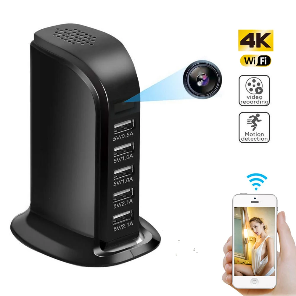 Мини камера 4K WIFI HD 1080P IP беспроводная безопасности USB настенное зарядное