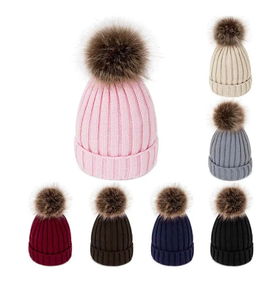 TRUENJOY толстые теплые женские зимние шапочки шапка с помпоном сплошной цвет мягкая удобная вязаная шапка бини капот Мода