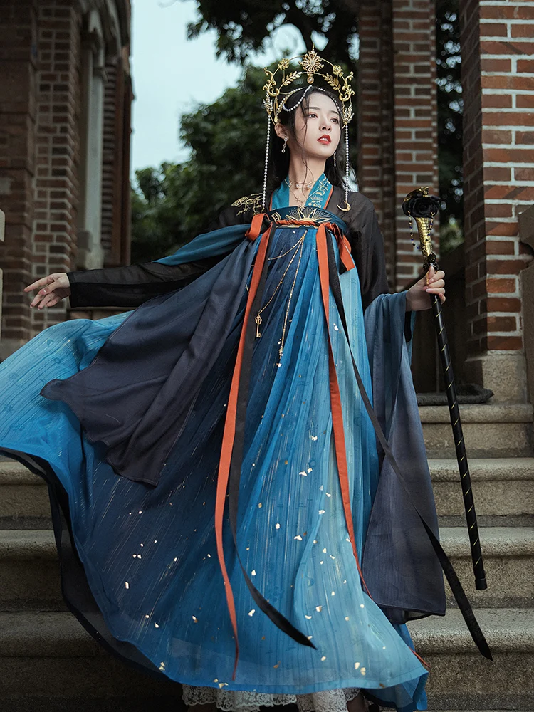 Черный женский кардиган Hanfu с прямым вырезом |
