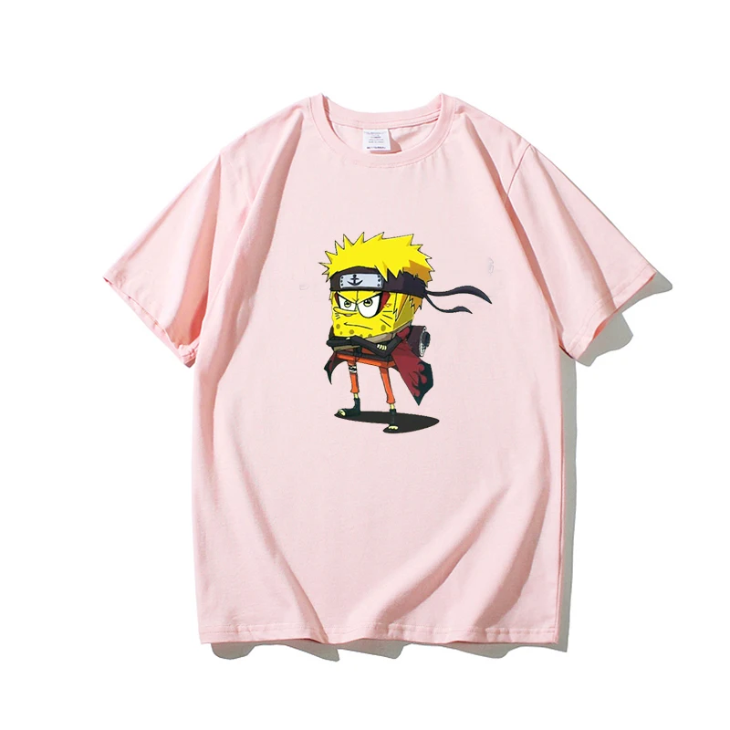 Графическая женская футболка, футболки, эстетическая одежда ulzzang, Корейская одежда для женщин, мультяшный аниме, забавный стиль, женская футболка - Цвет: ninja pink