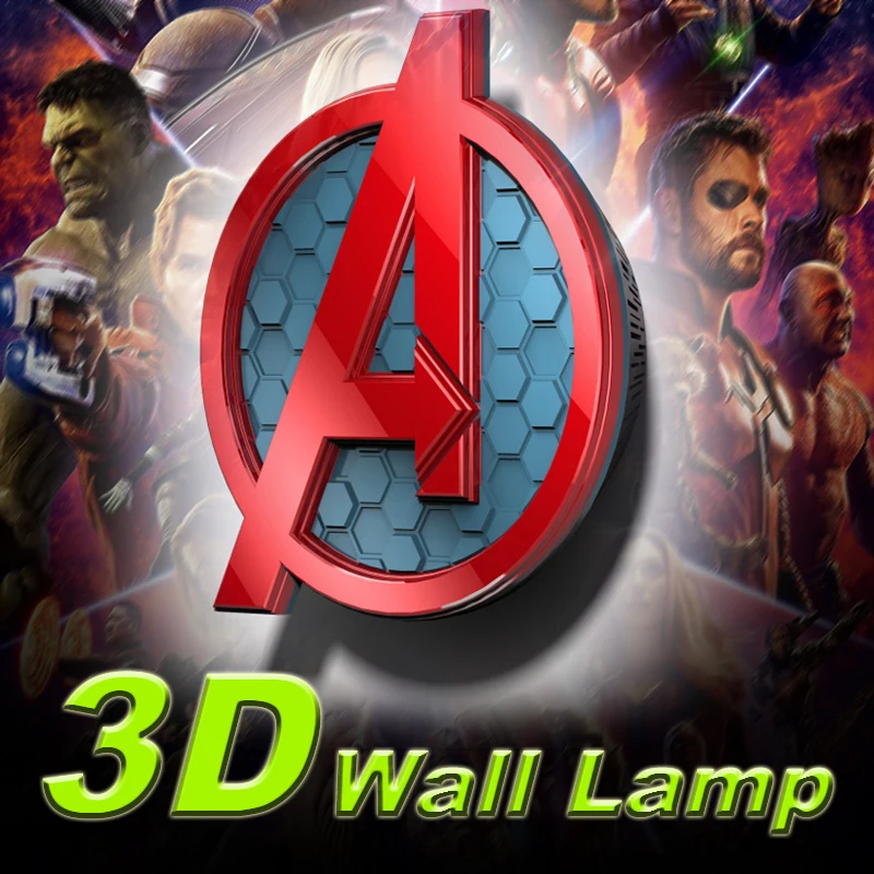 С принтами &quotMarvel&quot &quotМстители&quot логотип Настенные светильники украшения Murale