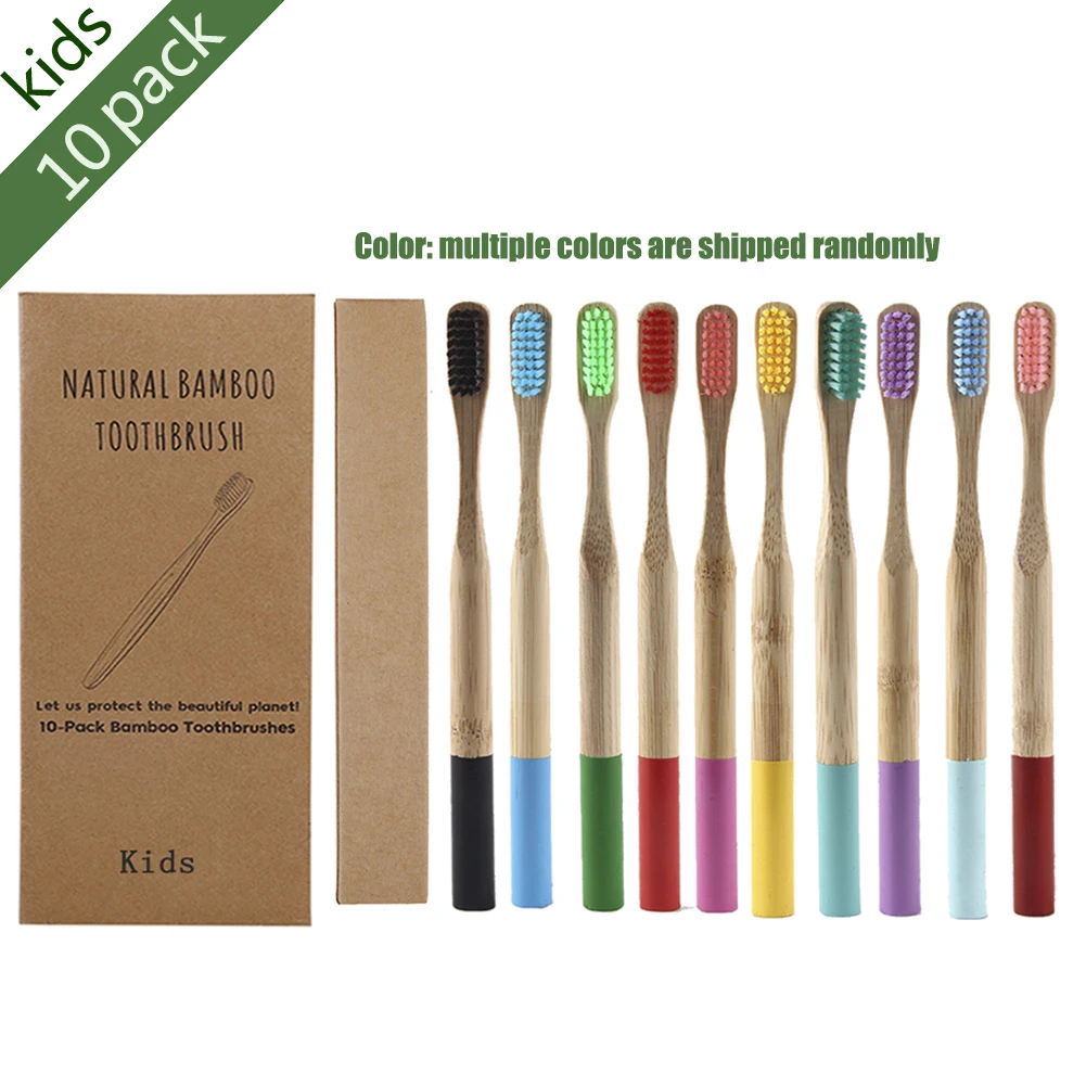 Экологически деревянная зубная щетка &quotРадуга&quot Бамбук для детей 5 шт. взрослых