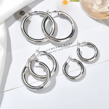 Серьги в стиле панк-рок толстая трубка 3-5 см круглые простые серьги-кольца для женщин вечерние ювелирные изделия Золотой бижутерия серебристого цвета