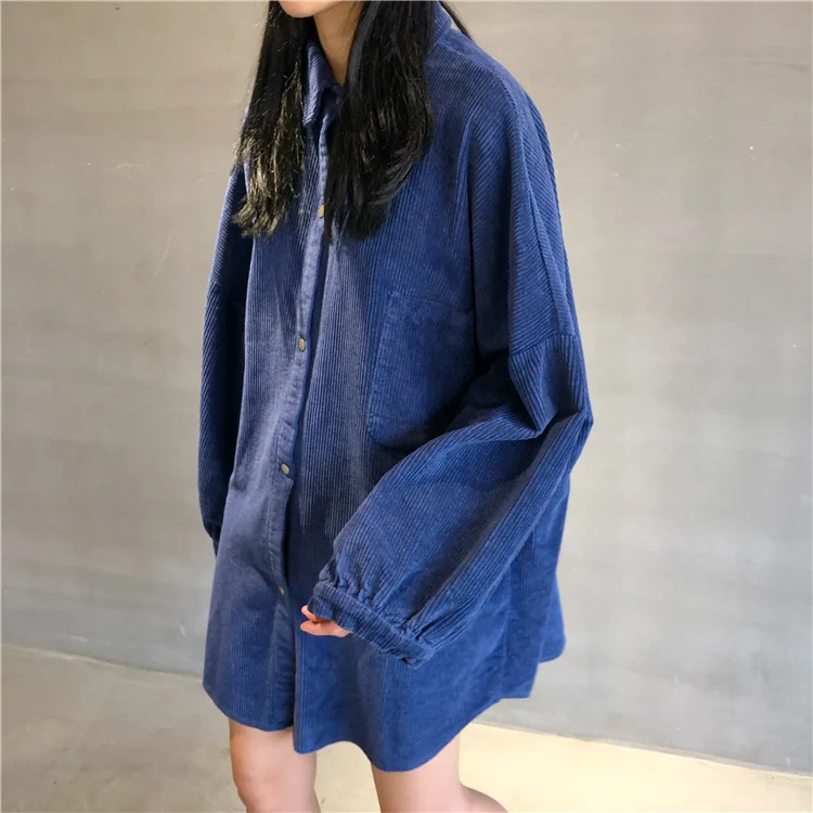 

Mooirue Harajuku Corduroy Loose Coats Women Autumn 2019 Long Sleeve Casual Streetwear Long Cardigan Korean Oversized Shirts Tops