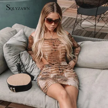 

Crocodile Printed Two Piece Set Women Autum High Cut Long Sleeve Bodysuit and Mini Skirt Sweat Suits Sexy Skinny Body Outfits