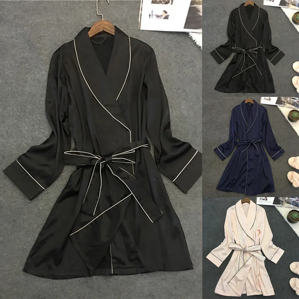 Атласные халаты женский халат кимоно пижамные короткие шелковые одежда для сна