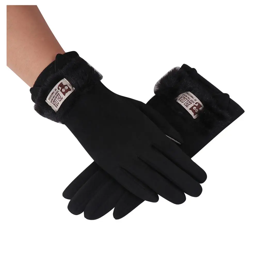 Cat Ear Black Женские перчатки бархатные сохраняющие тепло перчатки для сенсорного экрана ветрозащитные зимние перчатки варежки перчатки для велоспорта guantes muje - Цвет: Cat Ear Black