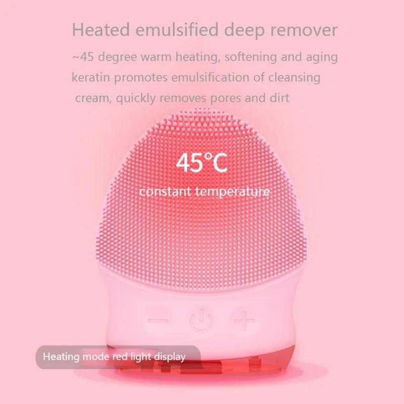 

Mini Warm Electric Face Cleansing Brush Silicone Sonic Vibration Cleaner Deep Pore Cleaning Skin Massage Face Clean Brush E1