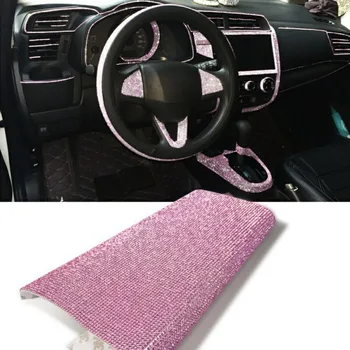 

New 24*19cm Glass Rhinestone Trim Crystal Beaded Applique Iron Mesh Banding In Roll DIY Car Decoration Sticker