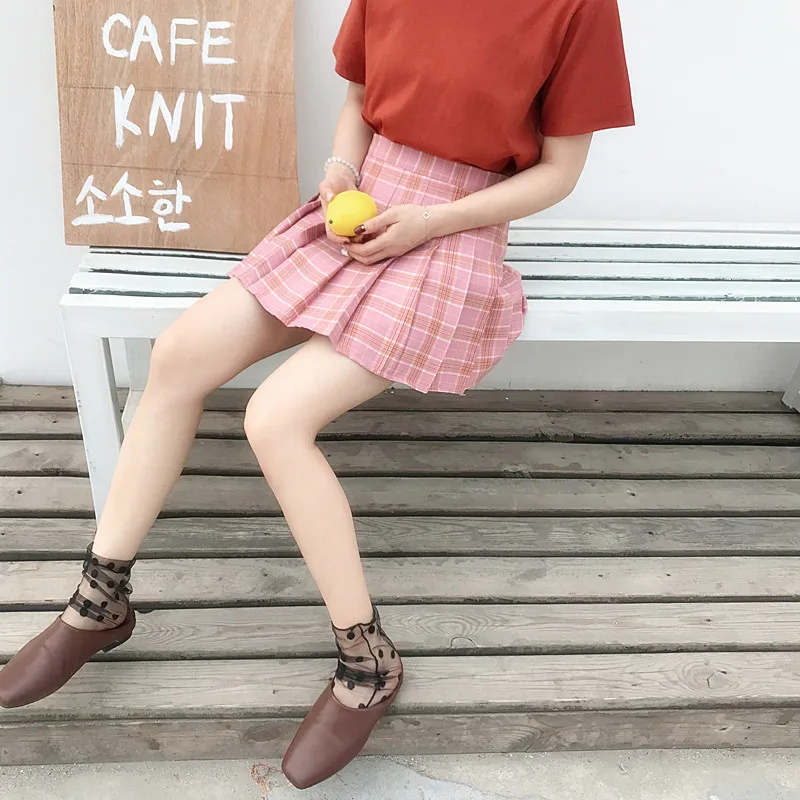 Юбка Harajuku большого размера новая Корейская клетчатая юбка женская на молнии, с завышенной талией Студенческая Женская плиссированная клетчатая юбка Мини Сексуальная юбка