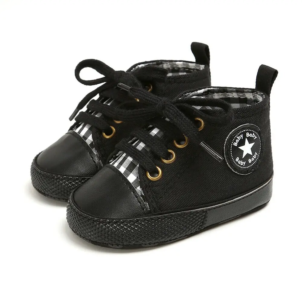 Черный Pudcoco Toddler Infant Baby Boy All Seasons Canvas Anti Slip Newborn Baby Boy Casual Crib Shoes For Baby Boy 0-18Months - Цвет: Черный