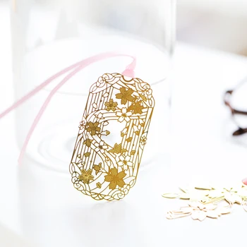 

48pcs Exquisite Sakura Gilded Bookmarks Chinese Vintage Leaf Metal Book DIY Diary Gift Stationery Office School Supplies H6517