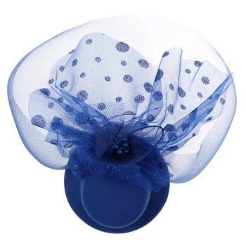 

Elegant Floral Polka Dot Feather Mesh Fascinator Hat on Clips Derby Hatinato