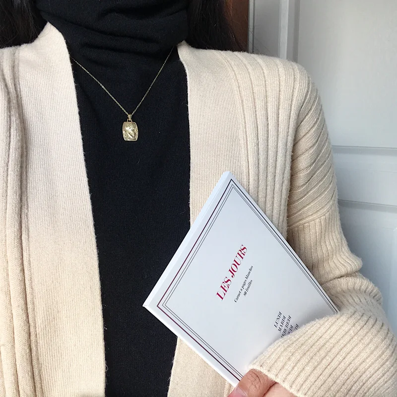 MLKENLY, серебро 925 пробы, модное тяжелое промышленное изображение маленького мальчика, квадратная монета, Золотое серебро, короткое ожерелье для женщин, ювелирное изделие