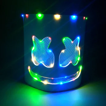 

DJ LED Luminous Helmet Mask Cosplay Props Unisex DIY Bar Music Party Marshmello Masks