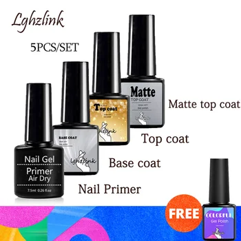

5pcs/set Nail Primer Matte Top Coat and Base Coat For Nail Vernis Semi permanant UV LED Lamp Fast Air Dry Soak Off gelpolish set