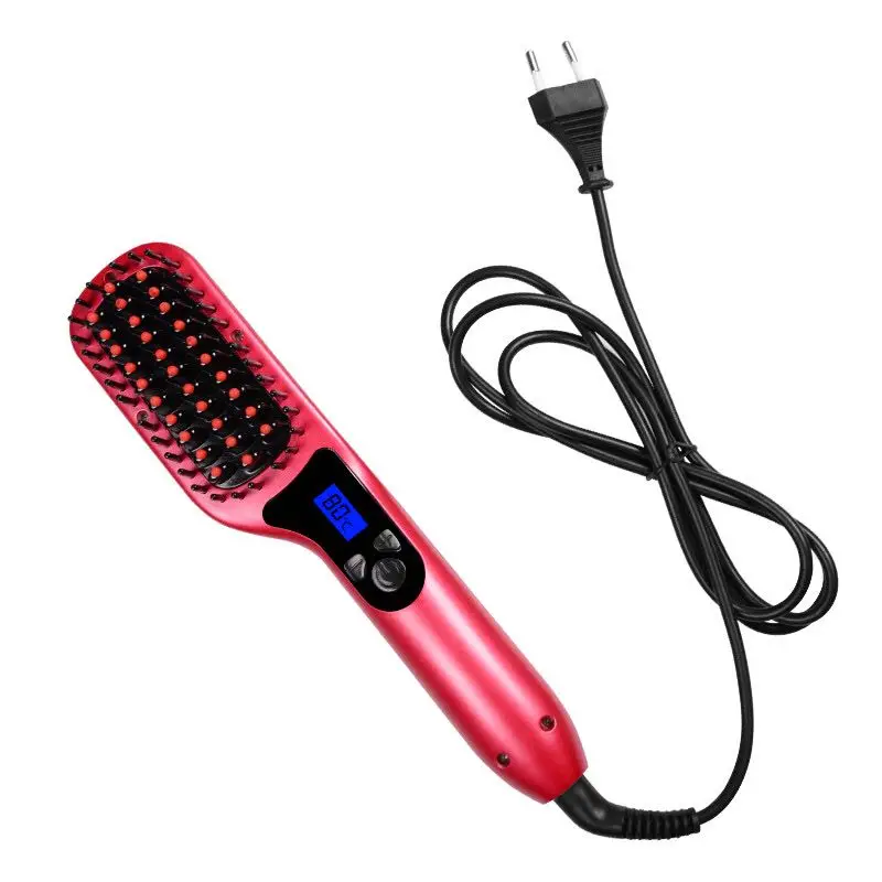 Керамическая расческа для выпрямления волос, ЖК-расческа, выпрямитель для волос, расческа, электрический прямой Утюг, электрическая расческа для волос - Цвет: Красный