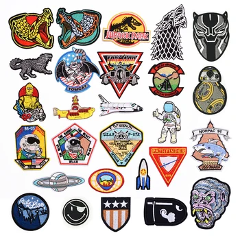 

Snake spaceship monkey Patch Iron on Sew On Applique Badge Motorcycle Cheap Biker Embroidered Patches For Clothes Sticker